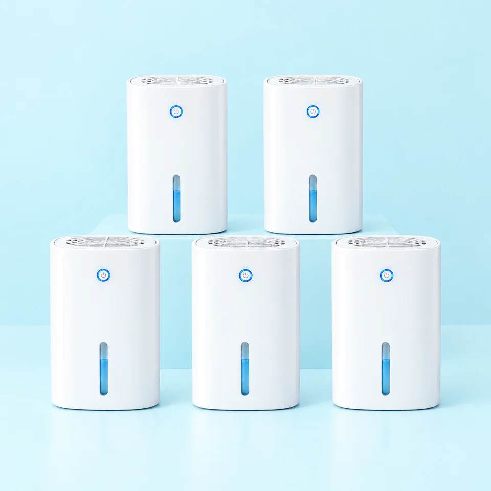 Exactly five matching Drydon units in a clear studio group