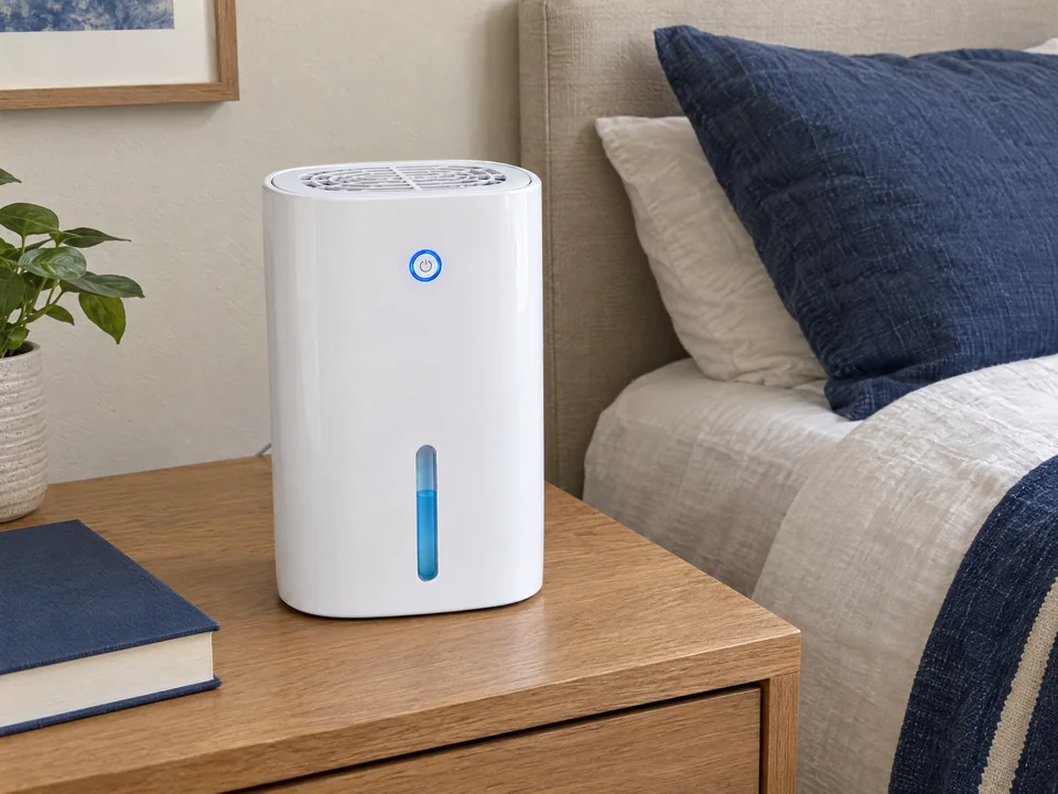 Illustrative phone-style photo of Drydon on a dry bedside table